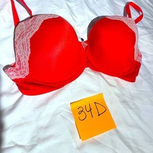 Bright red with lace accents Vic secret bra/lots of bras on page- bundle save